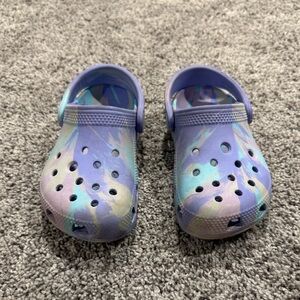 Crocs size C11. Purple and blue. Gently used.
